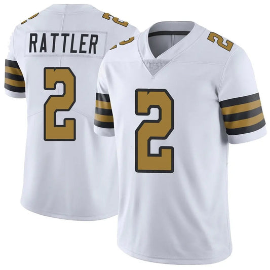 NO.Saints #2 Spencer Rattler Player White Alternate Vapor Limited Football Jerseys