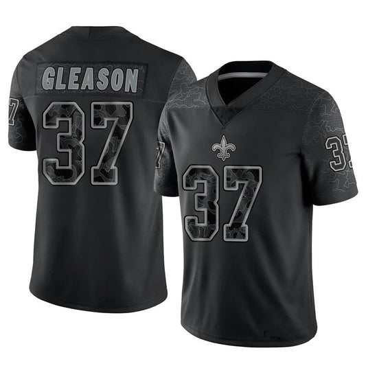 NO.Saints #37 Steve Gleason Player Black RFLCTV Limited Football Jerseys
