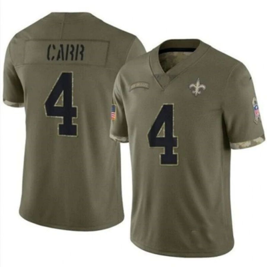 #4 Derek Carr Player NO.Saints Olive Salute To Service Limited Football Jerseys