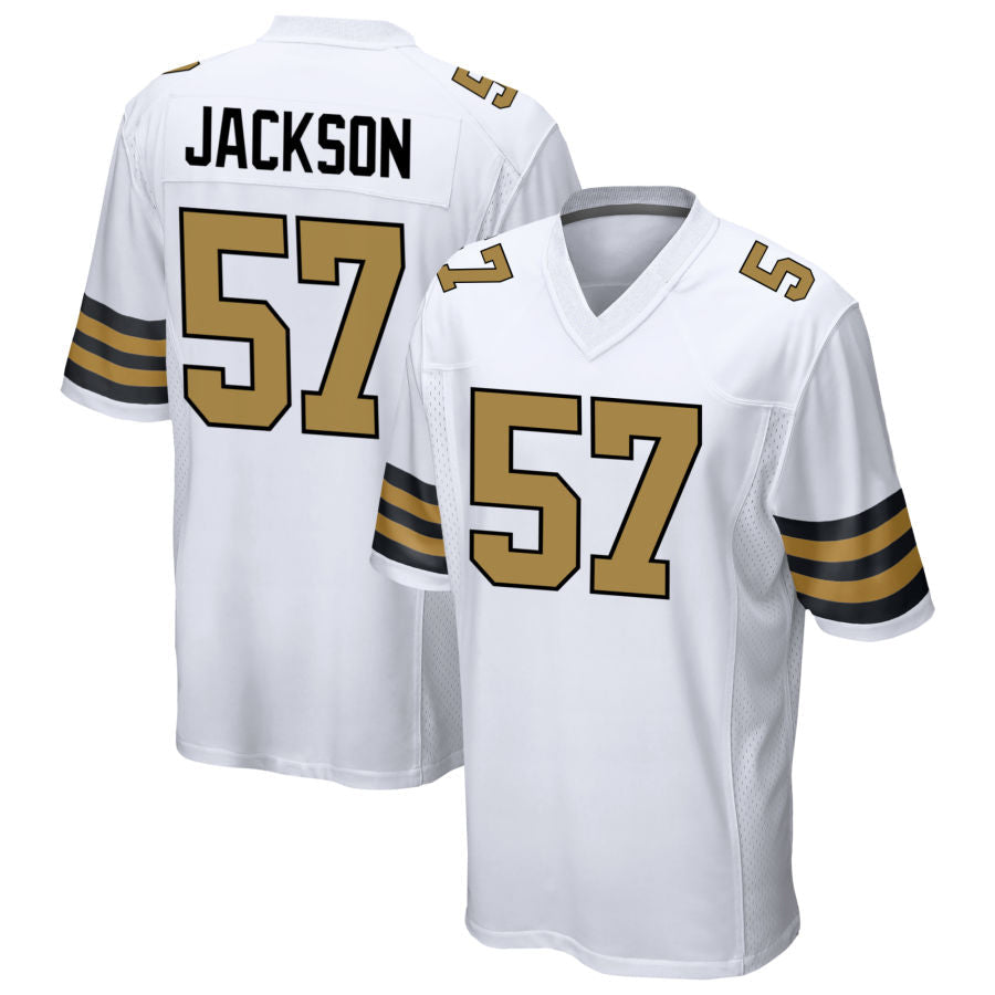 NO.Saints #57 Rickey Jackson Player White Alternate Game Football Jerseys