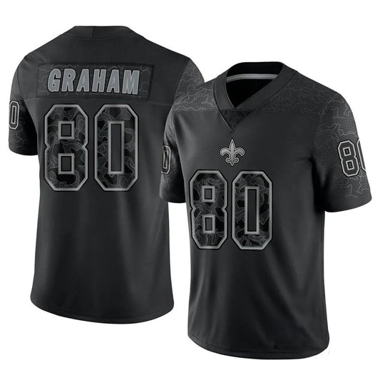 NO.Saints #80 Jimmy Graham Player Black RFLCTV Limited Football Jerseys