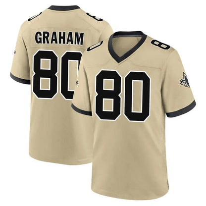 NO.Saints #80 Jimmy Graham Player Gold Alternate Game Football Jerseys