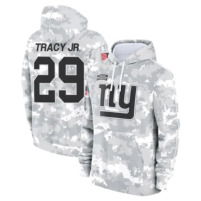 NY.Giants #29 Tyrone Tracy Jr. Player Arctic Camo Salute to Service Hoodies Football Jerseys