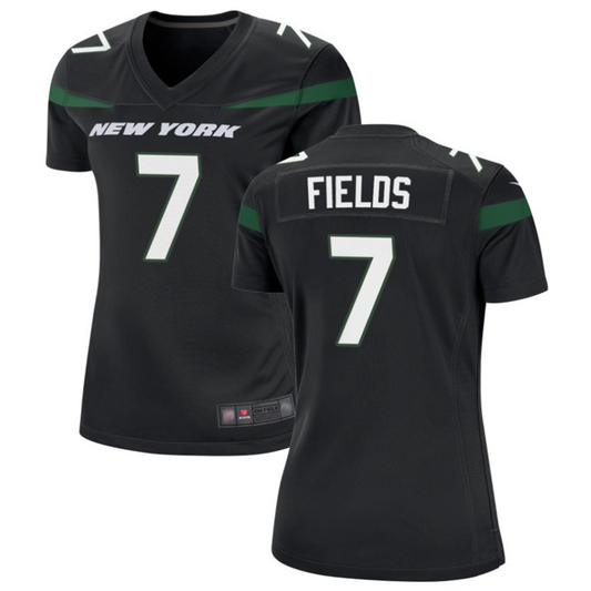 NY.Jets #7 Justin Fields Player Black Replica Game Football Jerseys