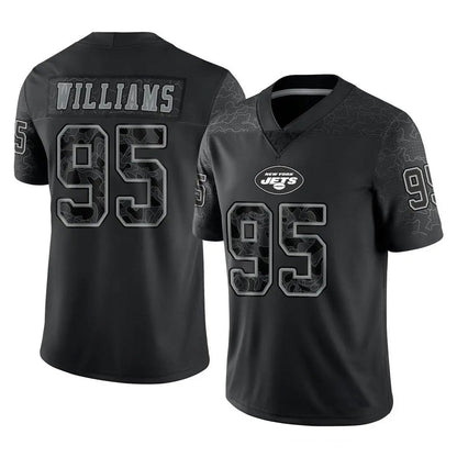 NY.Jets #95 Quinnen Williams Player Black REFLECTIVE Limited Football Jerseys