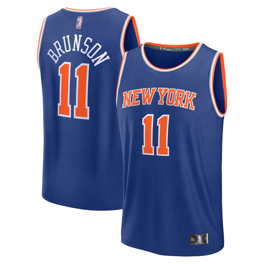 NY.Knicks #11 Jalen Brunson Player Fanatics Blue Fast Break Replica Icon Edition Basketball Jerseys
