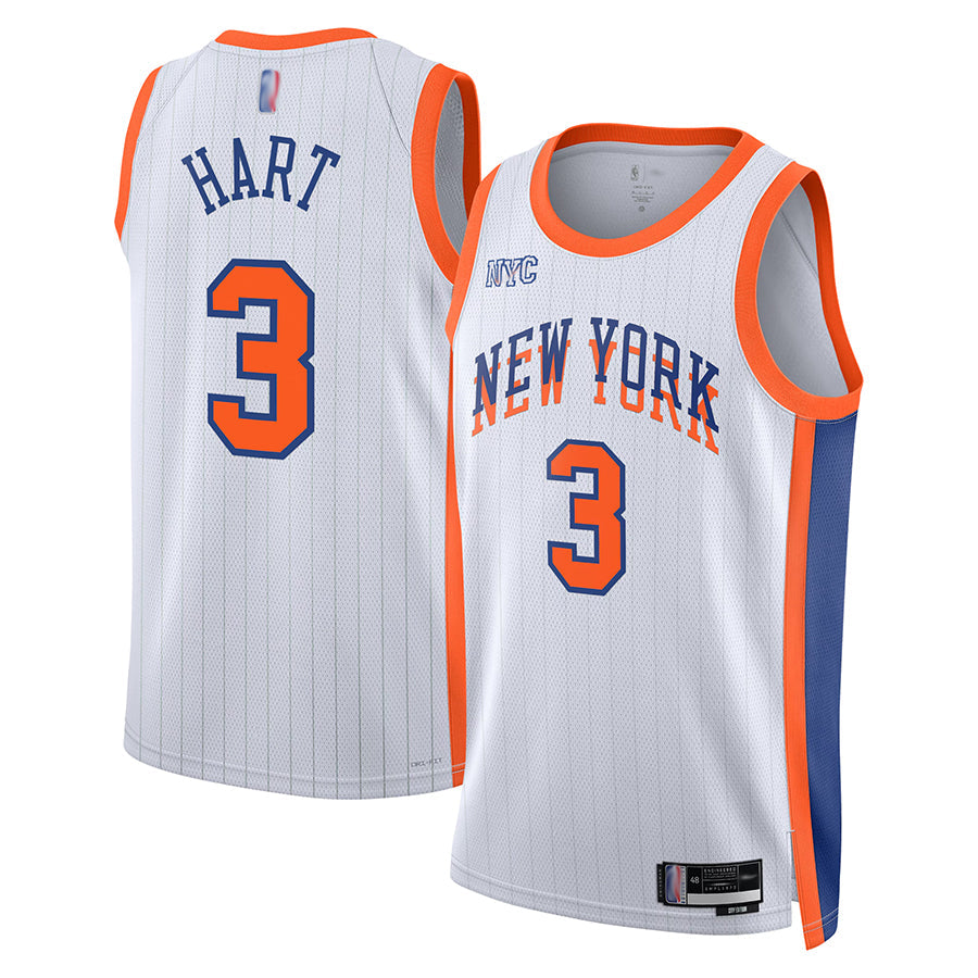 NY.Knicks #3 Josh Hart Player White City Edition Swingman Basketball Jerseys