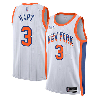 NY.Knicks #3 Josh Hart Player White City Edition Swingman Basketball Jerseys
