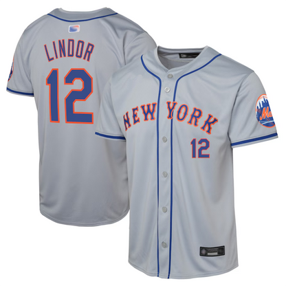 NY.Mets #12 Francisco Lindor Player Gray Road Limited Baseball Jerseys