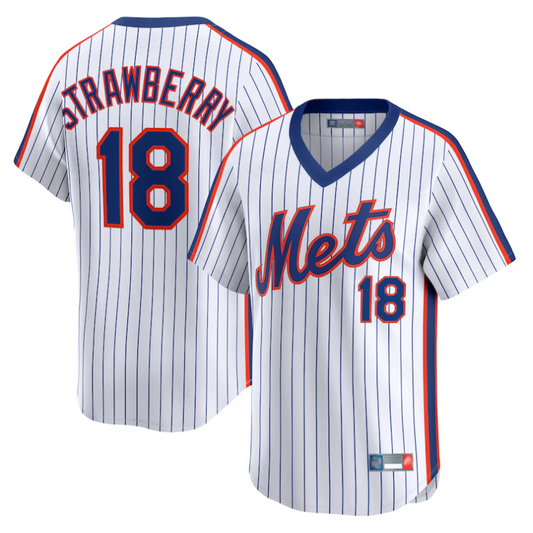 NY.Mets #18 Darryl Strawberry Player White Throwback Cooperstown Limited Baseball Jerseys
