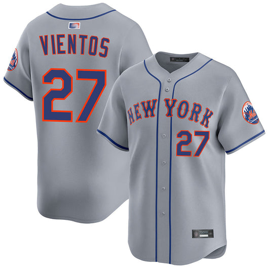 NY.Mets #27 Mark Vientos Player Gray Road Limited Baseball Jerseys