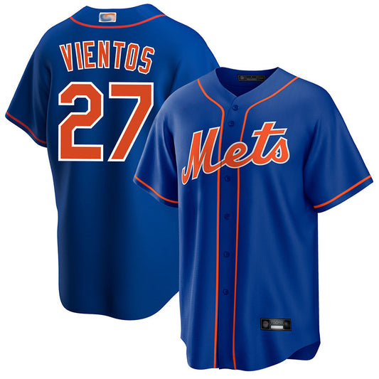 NY.Mets #27 Mark Vientos Player Royal Replica Game Baseball Jerseys