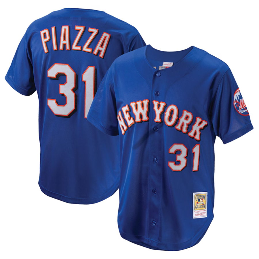 NY.Mets #31 Mike Piazza Player Mitchell & Ness Royal Cooperstown Collection Baseball Jerseys