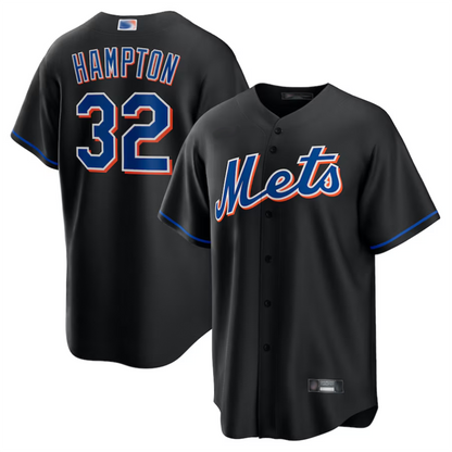 NY.Mets #32 Mike Hampton Player Black Replica Baseball Jerseys