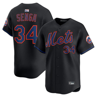 NY.Mets #34 Kodai Senga Player Black Home Limited Baseball Jerseys
