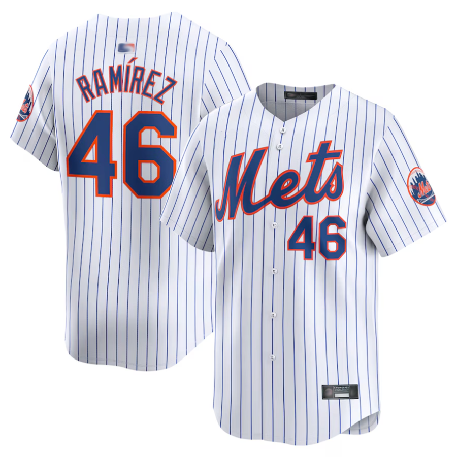 NY.Mets #46 Yohan Ramirez Player White Home Limited Baseball Jerseys