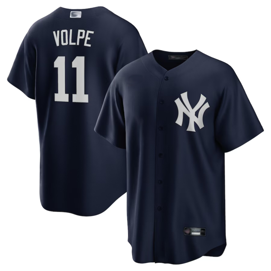 NY.Yankees #11 Anthony Volpe Navy Big & Tall Replica Player Baseball Jerseys