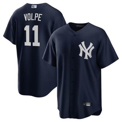 NY.Yankees #11 Anthony Volpe Navy Big & Tall Replica Player Baseball Jerseys