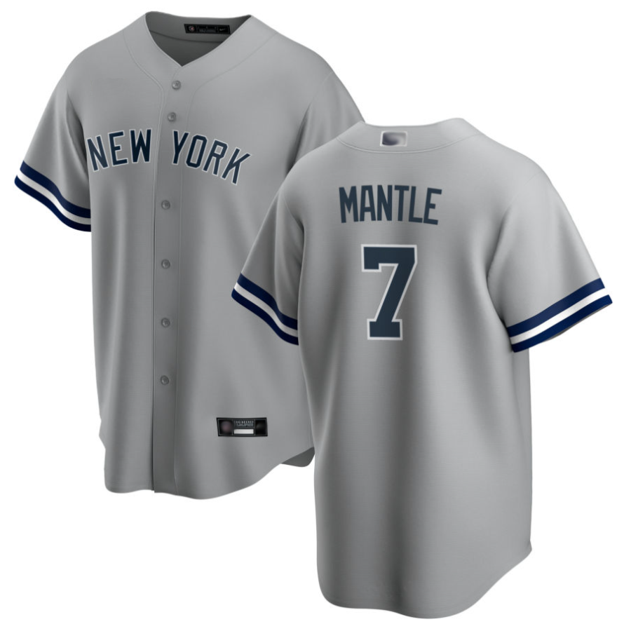 NY.Yankees #7 Mickey Mantle Player Gray Road Home Limited Baseball Jerseys