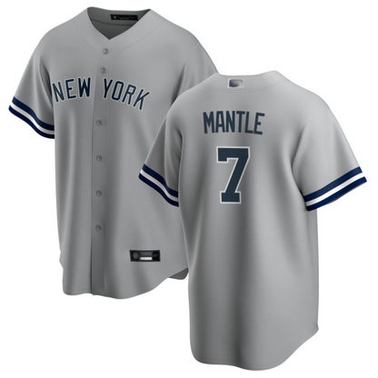 NY.Yankees #7 Mickey Mantle Player Gray Road Home Limited Baseball Jerseys