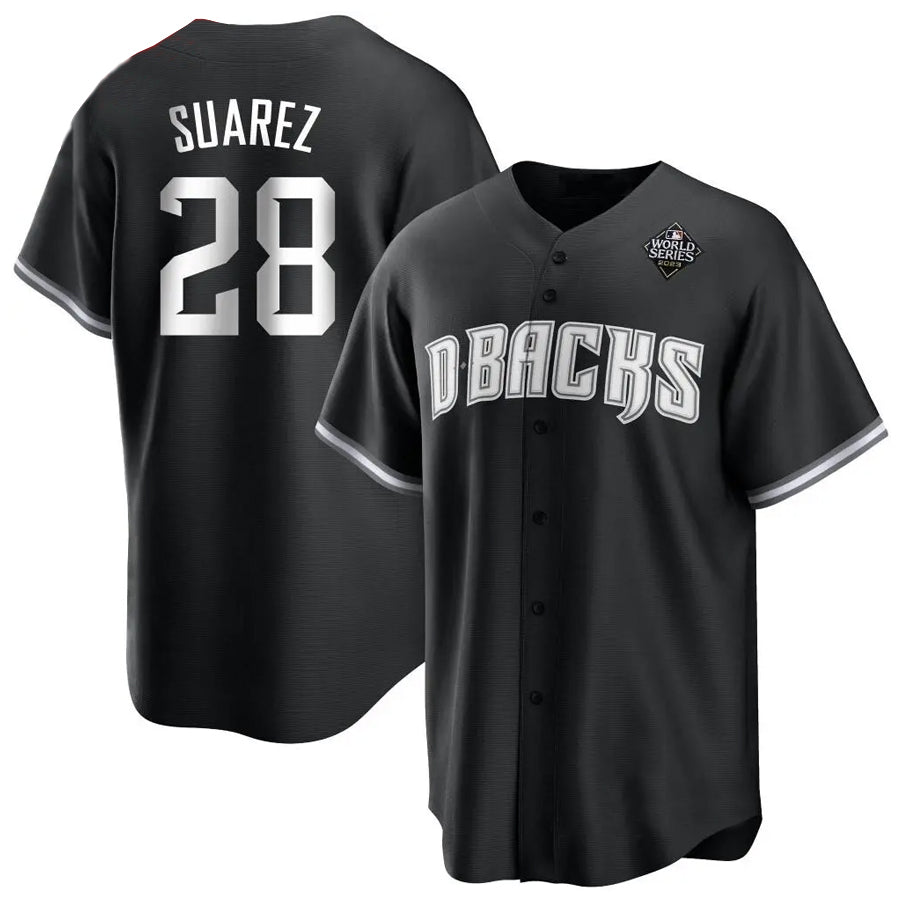 A.Diamondbacks #28 Eugenio Suarez Player Black Replica Home World Series Baseball Jerseys