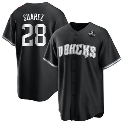 A.Diamondbacks #28 Eugenio Suarez Player Black Replica Home World Series Baseball Jerseys