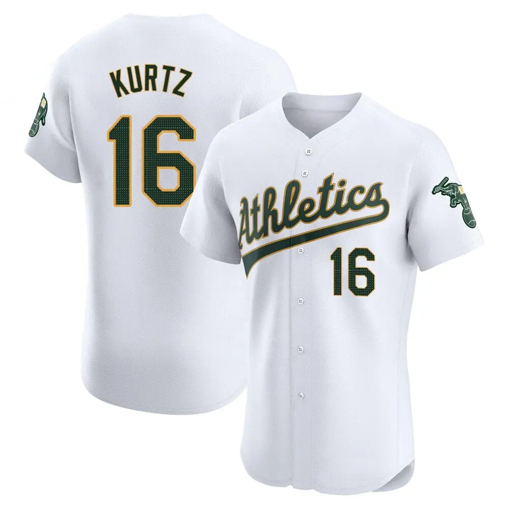 Athletics #16 Nick Kurtz Player White Elite Road Baseball Jerseys