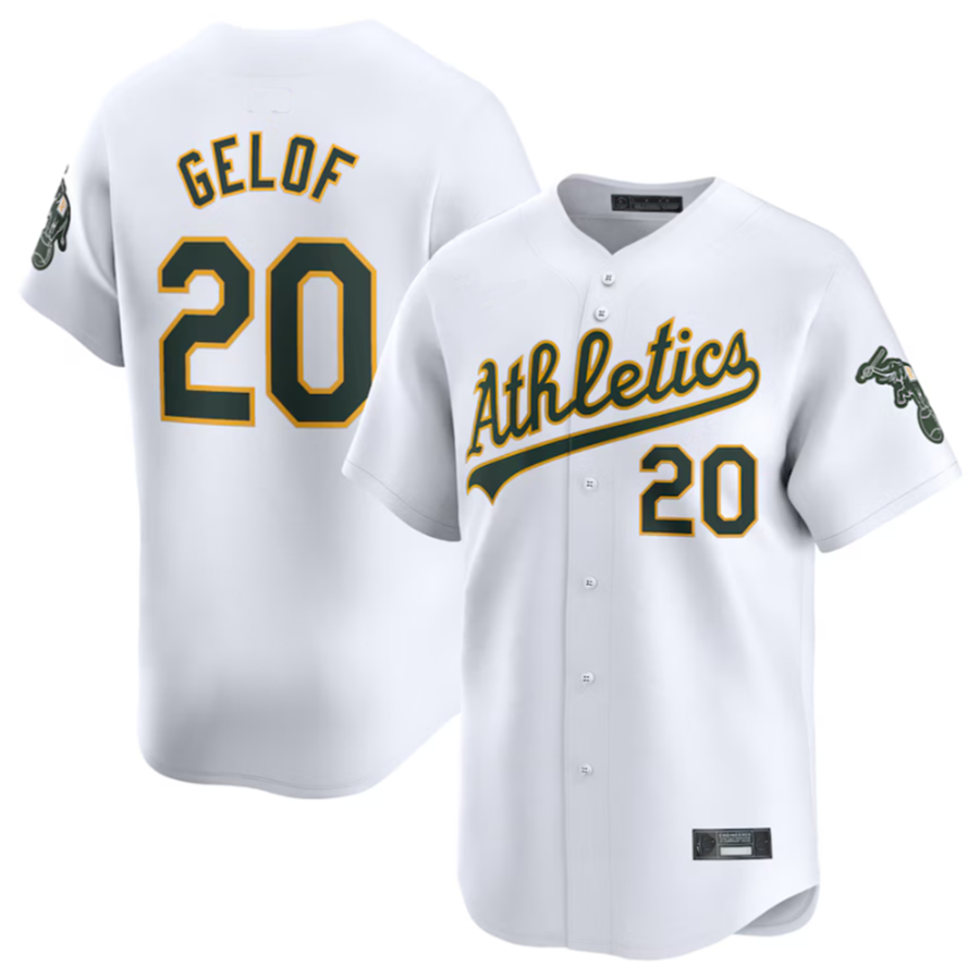 Athletics #20 Zack Gelof White Home Limited Player Jersey American Stitched Baseball Jerseys