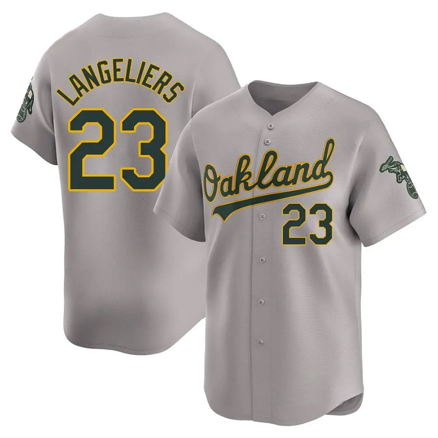 Athletics #23 Shea Langeliers Player Gray Home Limited Baseball Jerseys
