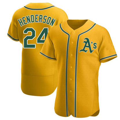 Athletics #24 Rickey Henderson Player Gold Home Limited Elite Baseball Jerseys