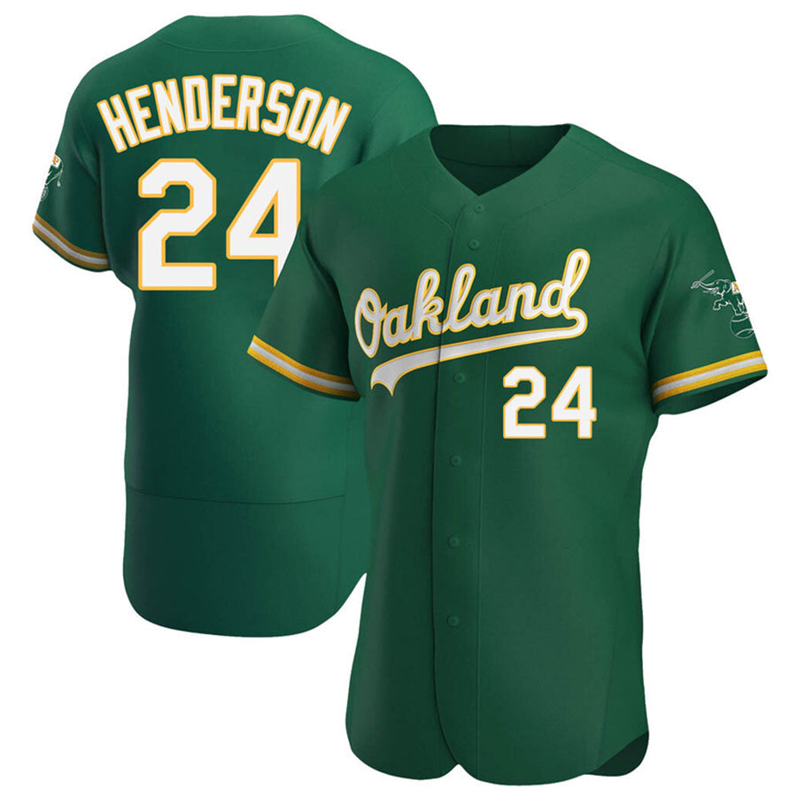 Athletics #24 Rickey Henderson Player Green Home Limited Elite Baseball Jerseys