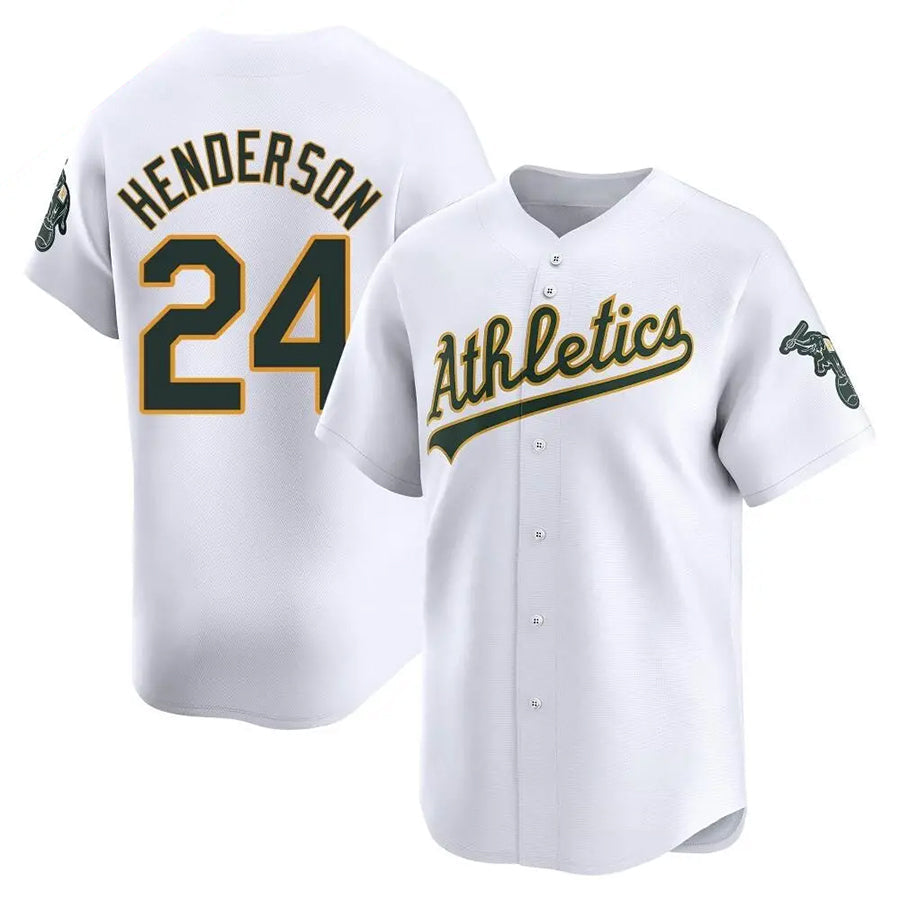 Athletics #24 Rickey Henderson Player White Home Replica Baseball Jerseys