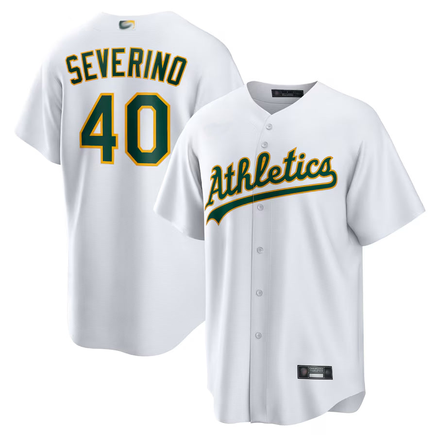 Athletics #40 Luis Severino Player White Home Replica Baseball Jerseys