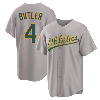 Athletics #4 Lawrence Butler Player Gray  Home Replica Game Baseball Jerseys