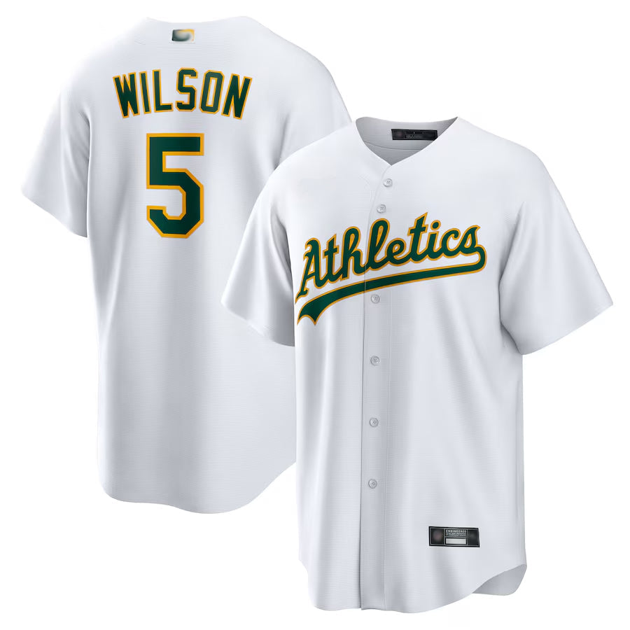 Athletics #5 Jacob Wilson Player White Home Replica Baseball Jerseys