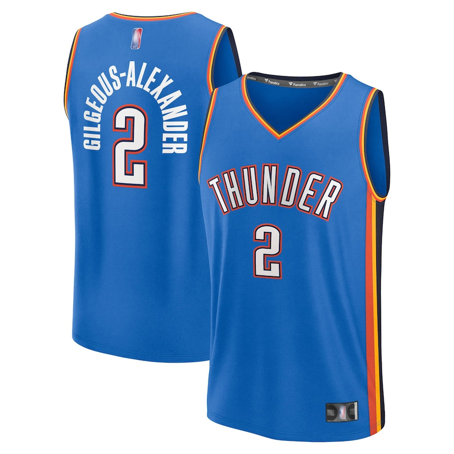 OK.City Thunder #2 Shai Gilgeous-Alexander Player Fanatics Blue Fast Break Replica Icon Edition Basketball Jerseys