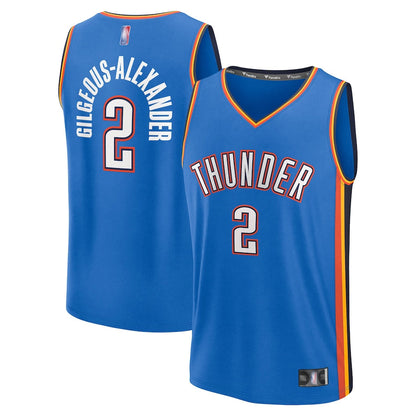 OK.City Thunder #2 Shai Gilgeous-Alexander Player Fanatics Blue Fast Break Replica Icon Edition Basketball Jerseys