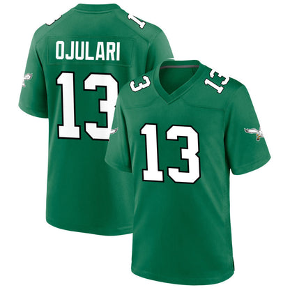 P.Eagles #13 Azeez Ojulari Player Kelly Green Home Game Football Jerseys