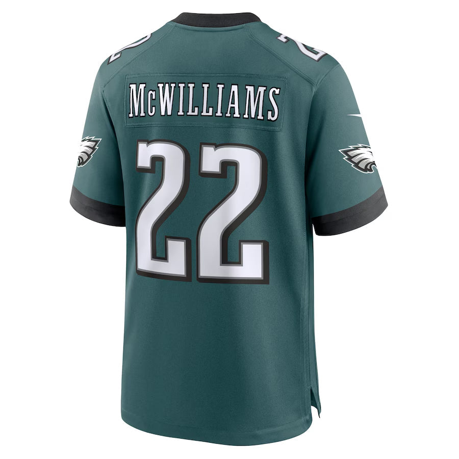 P.Eagles #22 Mac McWilliams Player Midnight Green Home Game Football Jerseys