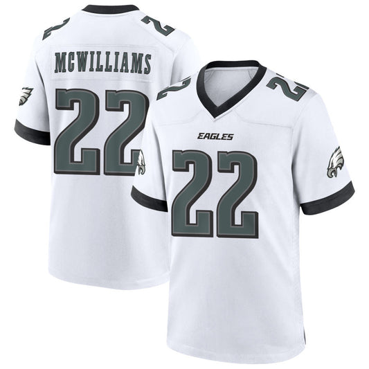P.Eagles #22 Mac McWilliams Player White Home Game Football Jerseys