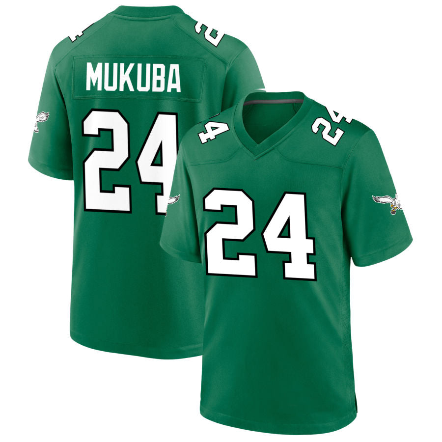 P.Eagles #24 Andrew Mukuba Player Kelly Green Game Football Jerseys