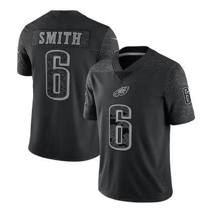 P.Eagles #6 DeVonta Smith Player Black REFLECTIVE Limited Football Jerseys