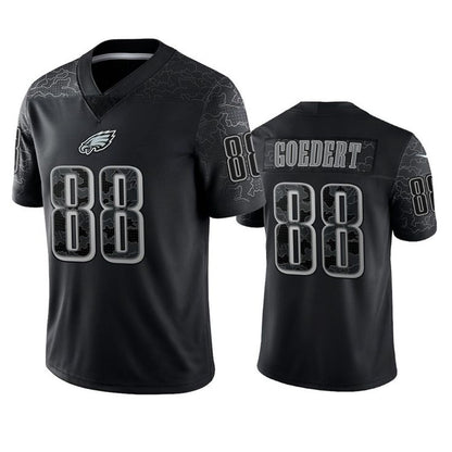 P.Eagles #88 Dallas Goedert Player Black REFLECTIVE Limited Football Jerseys