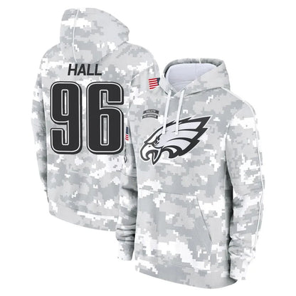 P.Eagles #96 Gabe Hall Player Military Hoodie Arctic Camo Salute To Service Football Jerseys