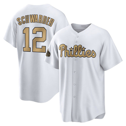 P.Phillies #12 Kyle Schwarber Player Gold Limited Baseball Jerseys