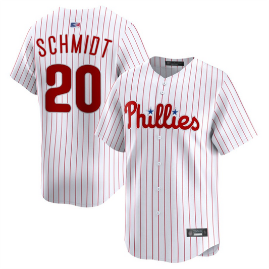 P.Phillies #20 Mike Schmidt Player White Home Limited Baseball Jerseys