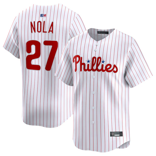 P.Phillies #27 Aaron Nola Player White Home Limited Baseball Jerseys