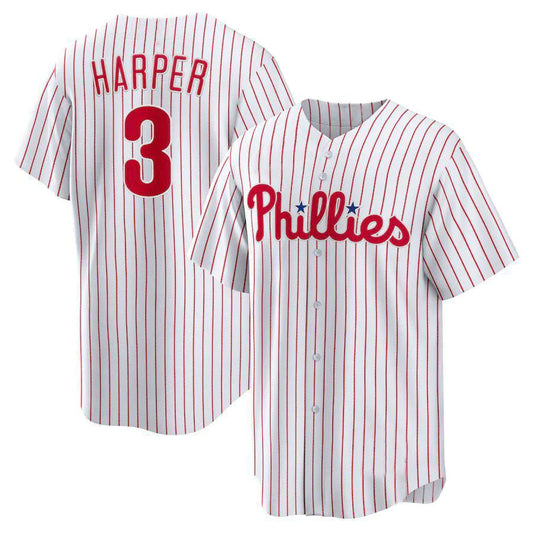 P.Phillies #3 Bryce Harper Player Home Replica White Baseball Jerseys