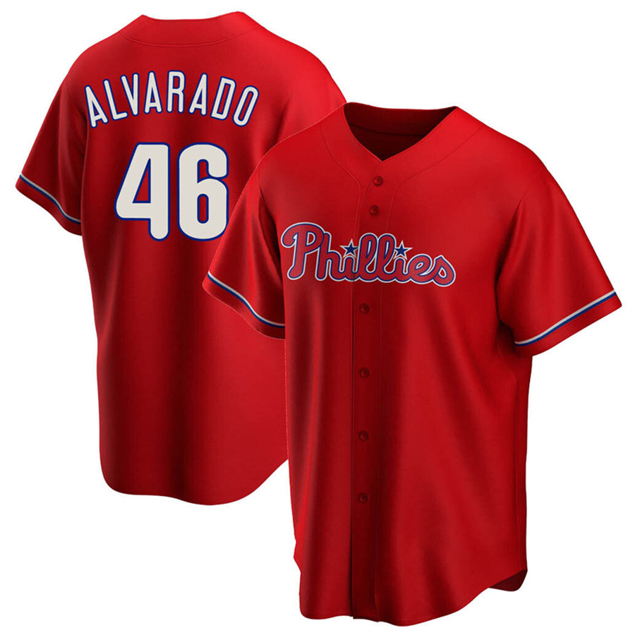 P.Phillies #46 Jose Alvarado Player Red Replica Baseball Jerseys