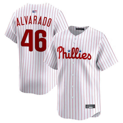 P.Phillies #46 Jose Alvarado Player White Home Limited Baseball Jerseys